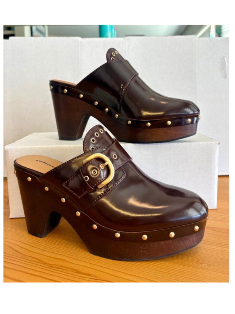 Madewell The Wes Buckle-Strap Clog in Leather in Stained Rosewood - size 7.5